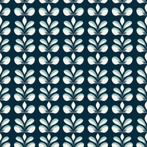 Navy and Teal Abstract Floral Seamless Pattern