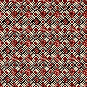  Abstract Nautical Geometric Labyrinth in Navy and Red