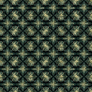 Luxurious Art Nouveau Floral Symmetry on Black