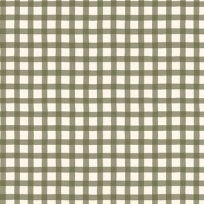 organic hand painted classic picnic check gingham in sage, green, olive