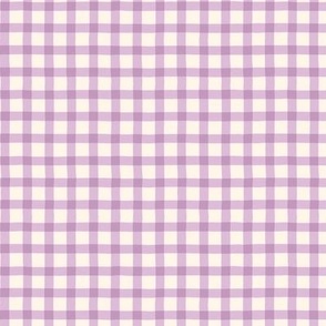 organic hand painted classic picnic check gingham in lilac, purple, mauve