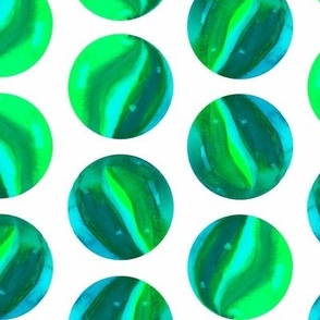 emerald & lime green watercolor glass marbles on  white -  medium