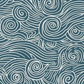 Japanese Waves in Blue and White - Abstract Sea Lines 