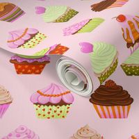 Cupcake Collection on Pink Background