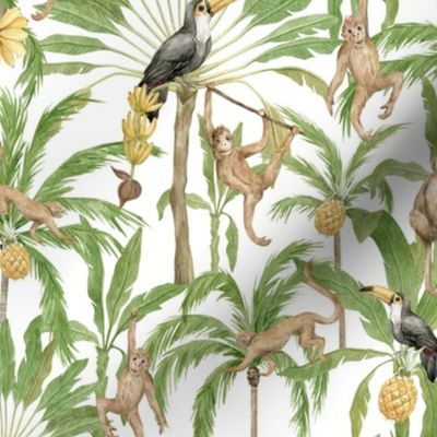 10" Cute Nursery Baby Wild African Animals Safari Jungle - on white background- for home decor Baby Girl and nursery fabric perfect for kidsroom wallpaper,kids room 