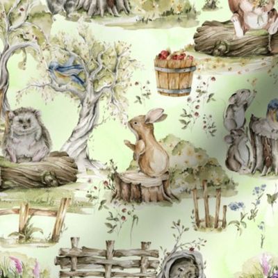10" Little Wild Animals Foxes Rabbits Birds And Mice In Summer Holidays 
