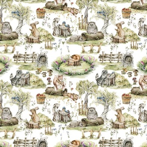 10" Little Wild Animals Foxes Rabbits Birds And Mice In Summer Holidays white background