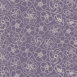 Retro Floral Linework (23") - purple, cream (ST2023RFL)