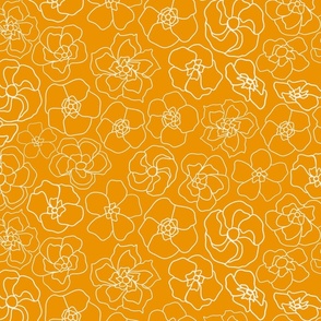 Retro Floral Linework (23") - orange, cream (ST2023RFL) 