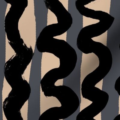 Black stripe Fabric organic scandi vibe