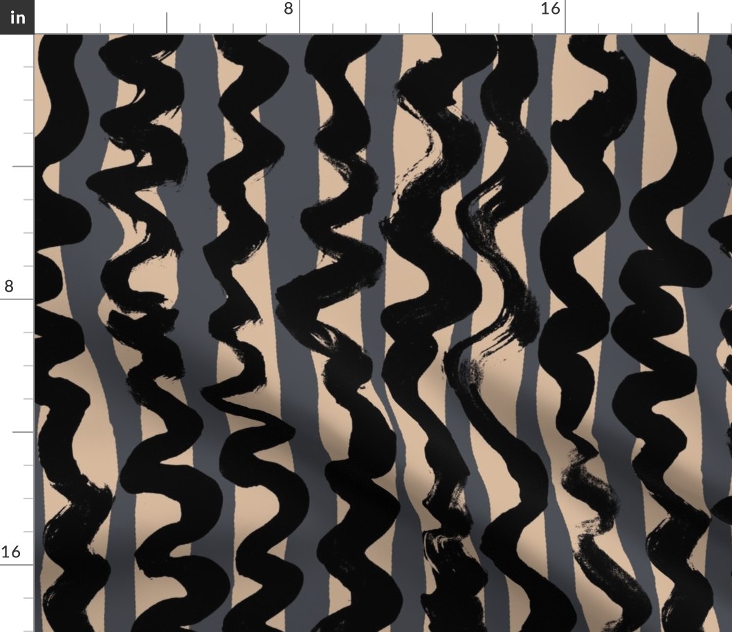 Black stripe Fabric organic scandi vibe