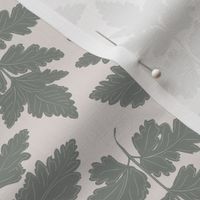 Wild Leaves in Sage Green on Cream background 