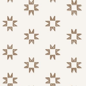 Quilt Star Ivory, Brown, Barn Star, Geometric, Western, Sawtooth Star, Vintage