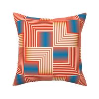 in and out squares in terracotta blue and cream