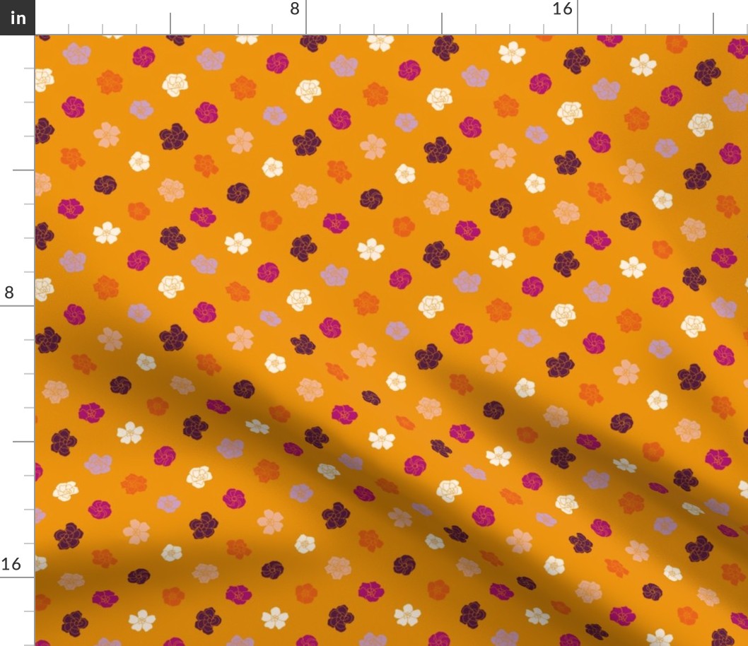 Retro Floral Polka Dots (3.5") - yellow, purple, orange (ST2023RFPD)