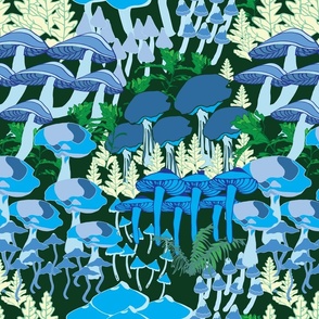 Blue Mushrooms Forest
