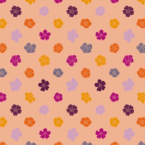 Retro Floral Polka Dots (7") - peach, purple, orange (ST2023RFPD)