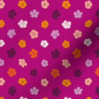 Retro Floral Polka Dots (3.5") - pink, purple, orange (ST2023RFPD)