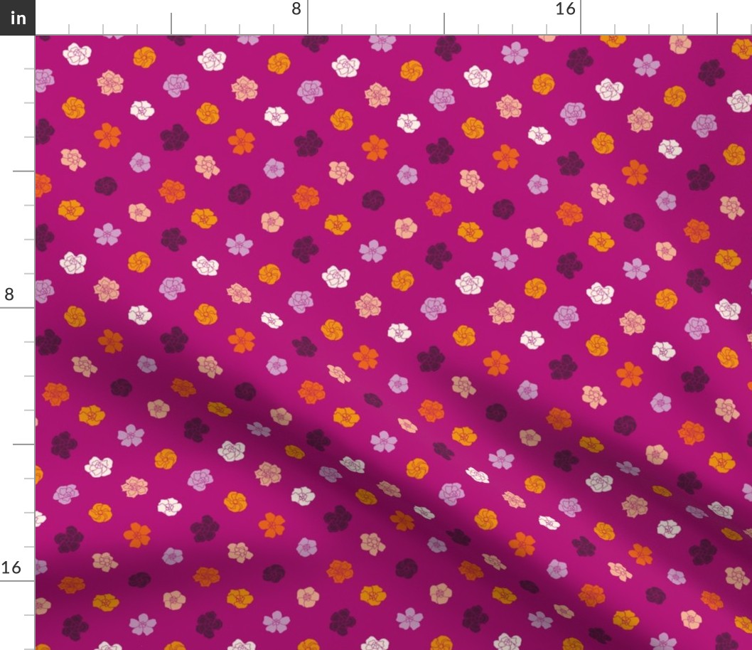 Retro Floral Polka Dots (3.5") - pink, purple, orange (ST2023RFPD)