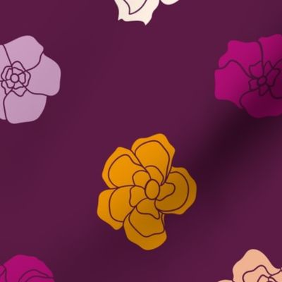 Retro Floral Polka Dots (14") - cream, purple, orange (ST2023RFPD)