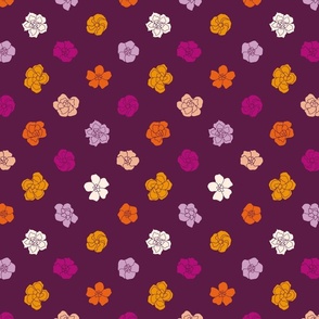 Retro Floral Polka Dots (7") - cream, purple, orange (ST2023RFPD)