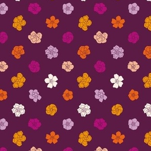 Retro Floral Polka Dots (3.5") - cream, purple, orange (ST2023RFPD)
