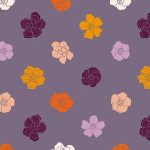 Retro Floral Polka Dots (14") - blue, purple, orange (ST2023RFPD) 