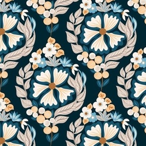 Motif teal floral pattern