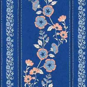 Audrey Vine Floral Blue Peach Ivory copy