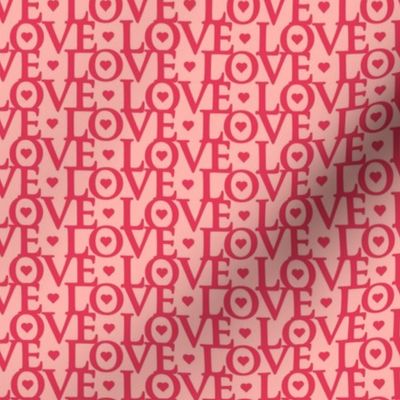 Love Love Love in Vermillion with Hearts on Coral