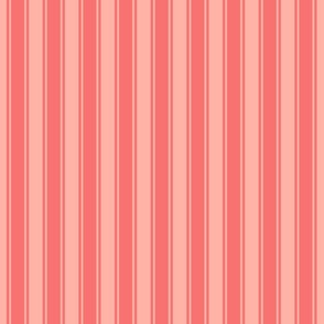 Medium scale wide modern vertical ticking stripe in Pantone georgia peach and peach pink. 