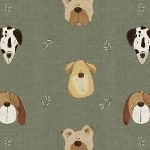 Hand drawn dogs (Textured green)