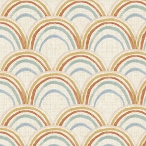 Hand drawn rainbow scallops (Textured Beige)