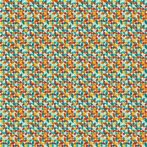 geometric bauhaus in red orange teal yellow geo shapes grid checkerboard | small / tiny / miniature / dollhouse wallpaper