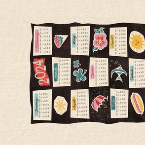 2024 Calendar Tea Towel 1950s