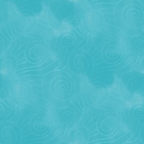 Turquoise and blue textured fabric with serene swirls and dots perfect for coastal decor and mindfulness spaces.