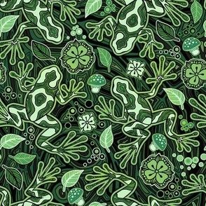 Hawaiian Green and Black Poison Dart Frog Psychedelic, Gradient Seamless Pattern - Small Scale