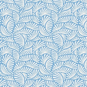 Hawaiian Block Print - Vintage Exotic Leaves on Sky Blue / Medium