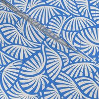 Hawaiian Block Print - Vintage Exotic Leaves on Azure Blue / Medium