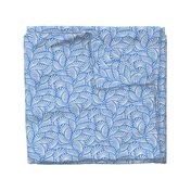 Hawaiian Block Print - Vintage Exotic Leaves on Azure Blue / Medium