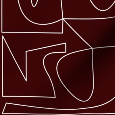 burgundy oxblood maroon abstract modern art geometric bauhaus jumbo scale
