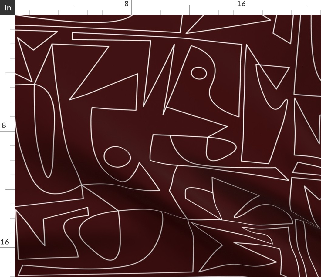 burgundy oxblood maroon abstract modern art geometric bauhaus jumbo scale