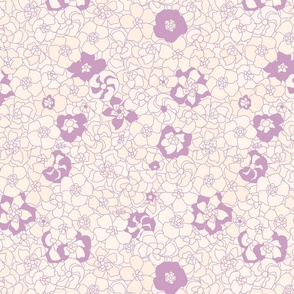 Retro Floral Cream (12") - purple (ST2023RFC) 