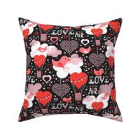 Love Is In The Air Valentine's Day Hearts and Birds  Black Regular