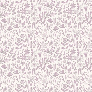 Wildflowers - mauve and cream - small scale