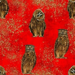 OWL ON RED WITH GLITTER - WISH TO BE WISE