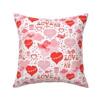 Love Is In The Air Valentine's Day Hearts and Birds  White Regular