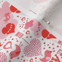 Love Is In The Air Valentine's Day Hearts and Birds  White Small