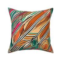 oblique abstract stripes peach and green