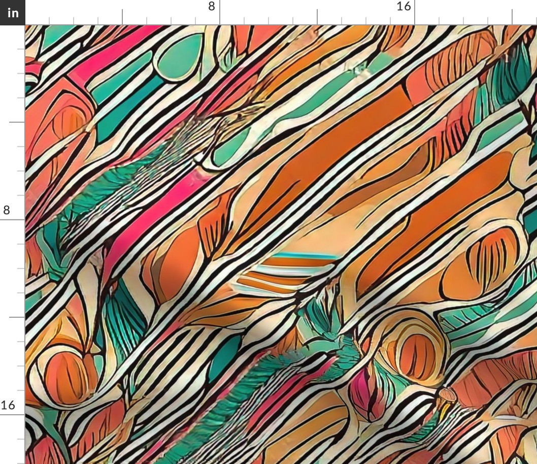 oblique abstract stripes peach and green